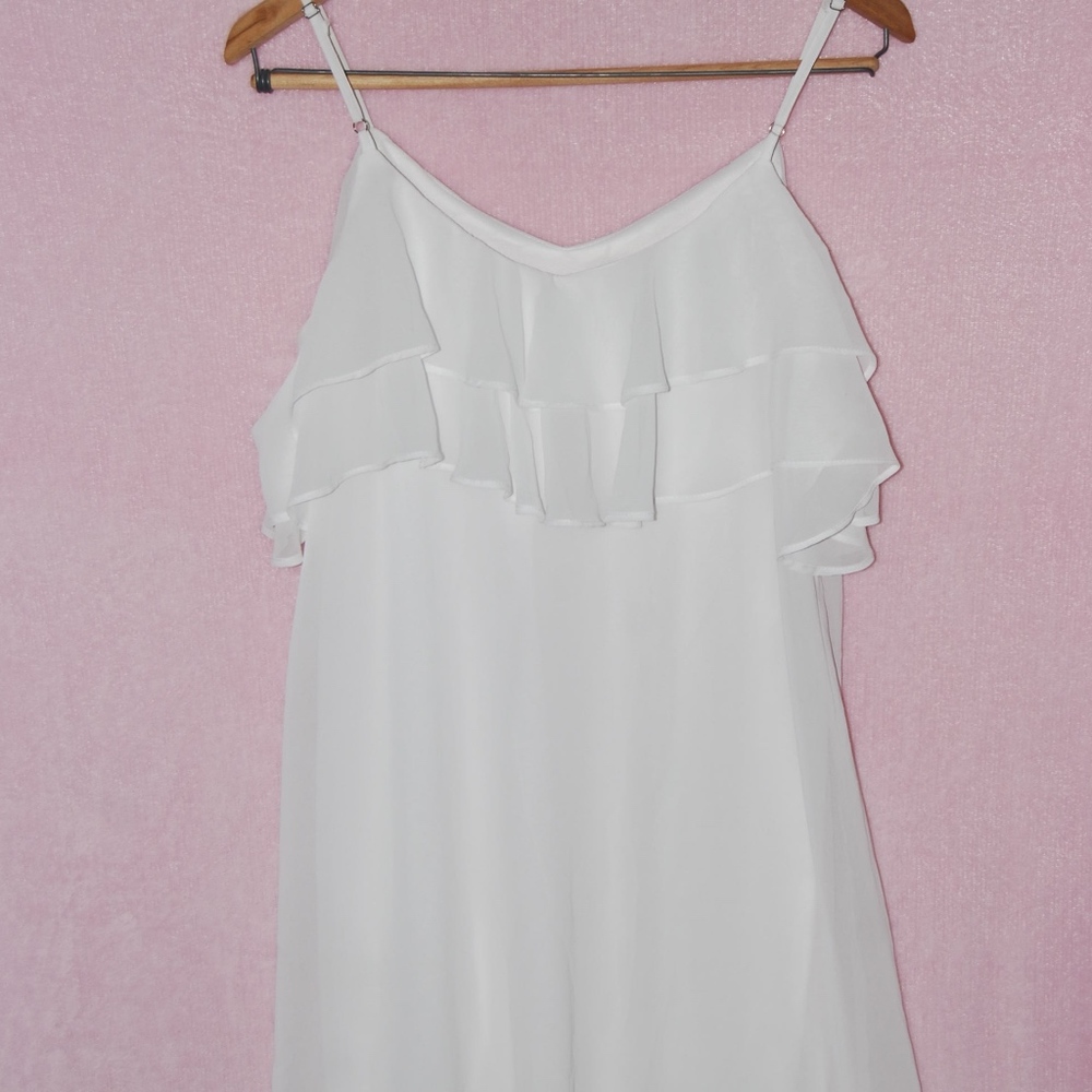 White flows off the shoulder dress size Small